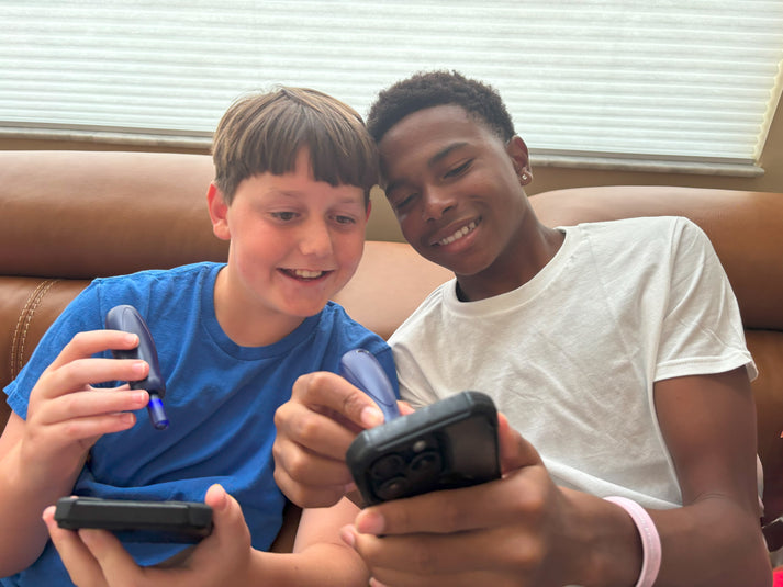The Sideklick founder's family playing mobile games together